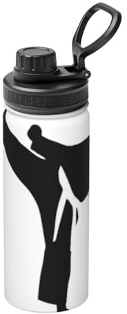 Karate-Highkick-Icon Wasserflasche für Camping, Wandern, Trinkflasche, Edelstahl, wandig, Sport-Trinkflasche