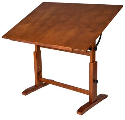 DJAR 42x30 Adjustable Wooden Drafting Table & Art Drawing Desk, Walnut
