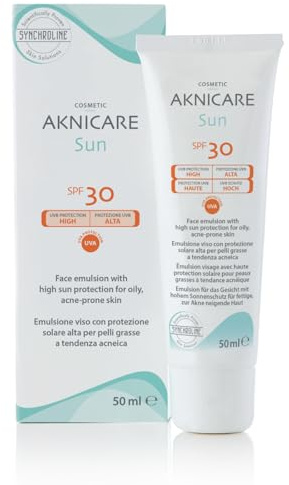 Synchroline - Aknicare Sun Spf30 Gesichtscreme 50 ml | Für Mischhaut und fettige Haut mit Akne-Neigung, mit Hyaluronsäure, GT-Peptid-10 und Triethylcitrat, Made in Italy