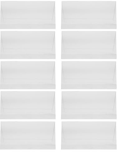 Veemoon Lot de 10 plaques nominatives transparentes pour bureau - Panneau double face en forme de V - Présentoir de table - Plaque nominative vierge pour bureau, réunion, affaires - 20 x 12 x 9 cm