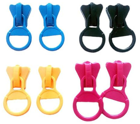 TEHAUX Pendientes Grandes de Cremallera 4 Piezas en Amarillo Azul Negro y Rosa Fucsia Creativos y Exagerados Estilo Hip-Hop para Mujer Accesorios de Moda Divertidos y Originales