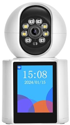 BINGNU Caméras de sécurité, Interphone vidéo avec caméra IP Wi-FI 5 MP, babyphone, écran 2,8 Pouces, de Surveillance connectée Suivi Automatique pour la Maison(5MP Camera No SD)
