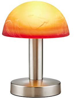Lampe de table Touch ME avec abat-jour en verre marbré et ampoule à intensité variable Orange