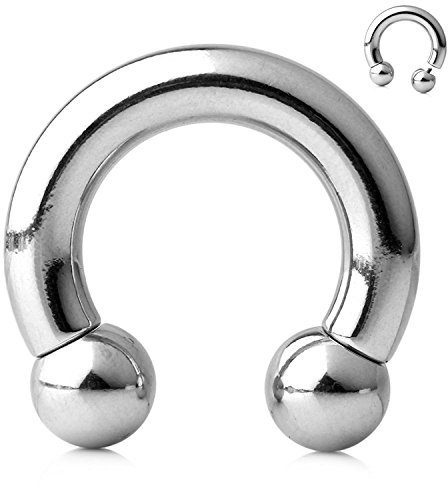 VCMART Hufeisen mit Innengewinde, rund, Hufeisen, 00G-0G-2G-4G-6G-8G-10G-12G, 12 mm/16 mm/19 mm, 316L Chirurgenstahl, Körperschmuck wird einzeln verkauft, Metall