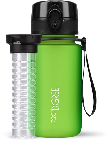 720°DGREE Gourde d'Eau 350ml “uberBottle“ +Fruit-Infuseur, softTouch - Sans BPA, Anti-fuite - Bouteille, water bottle idéale pour Enfants, École, Sport, Randonnée, Camping, Université, Voyage, Travail