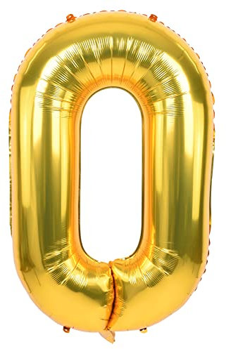 TONIFUL 40 Zoll Nummer Folienballon 0 to 9 in Goldfarbene Helium Zahlenballon Riesenzahl Luftballon Nummer 0 Heliumballons für Geburtstag, Hochzeit, Jubiläum Party Dekoration(Zahl 0)
