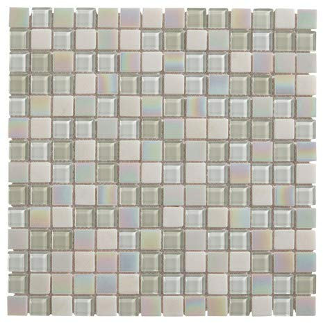 MOSAÏQUE EN VERRE BLANC SUR FILET A CARRELER MURAL 30 x 30 CM