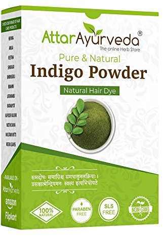 Attar Ayurveda Indigo Powder for Black Hair Damage Repair, Nourishing, Deep Hydration, Ammonia Free, Sulphate Free, Synthetic Color-Free 200 g