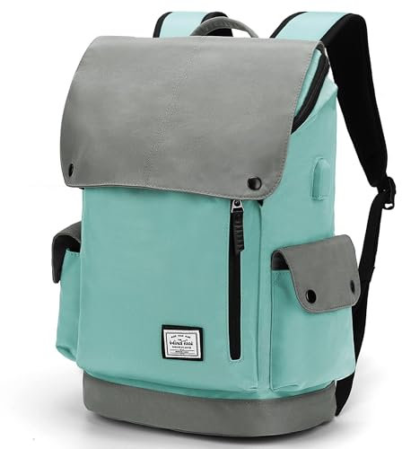 WindTook Mochila Mujer Mochilas Escolares Mujer de 15.4 Pulgadas para Niñas Impermeable Mochila Universidad Elegante Multiusos para Viajes/Colegio/Trabajo Cían y Gris