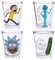 Silver Buffalo RM132164 Rick and Morty Colorful Faces 4-Piece Glass Bunte Gesichter 4-teiliges Mini-Glas-Set, mehrfarbig