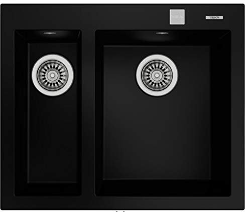 Teka 115260019 - Fregadero de cocina de granito (granita) con cuenco individual y medio Forsquare 590 TG-negro-115260019, negro