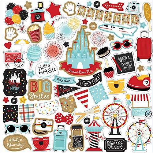 Echo Park Paper Company Remember The Magic Element Aufkleber rot schwarz gelb blau Kraftpapier