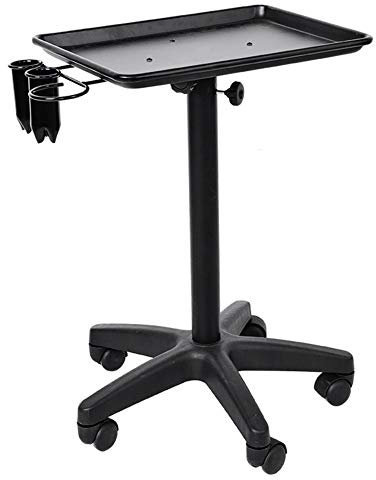 Friseurwagen, Friseur Trolley mit Rollen Aluminium Rollen Salon Wagen Arbeitswagen für Friseursalon Spa Haartablett Färbung Schönes Friseurwagen Trolley Schwarz Höhenverstellbares