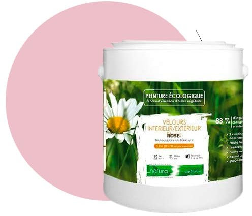 BOX DECO COULEURS Peinture naturelle écologique intérieur extérieur aspect velours Natura - 2.5L, Rose
