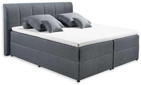 GRANADA 2 Polsterbett 180x200 mit Bettkasten, Anthrazit - Modernes Doppelbett mit dekorativer Steppung & Kaltschaum Topper - 200 x 110 x 213 cm (B/H/T)