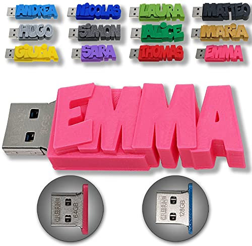 Clé USB Personnalisée avec Votre Texte (64 Go et 128 Go) - Un Cadeau Personnalisable, Original et Unique - USB 3.0 (64 Go)