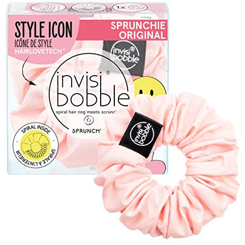 invisibobble Haargummi Retro Dreamin' Scrunchie Pastell I 1x Stoff Haargummi Rosa für Mädchen & Damen I Scrunchies Rosa I designed im Herzen Münchens