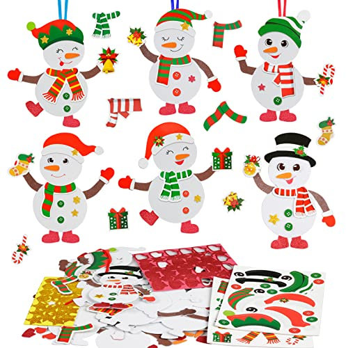 DKINY 12 Schneemann Bastelset für Kinder Schneemann Mix&Match Winter Basteln Anhänger Kunsthandwerk zum Basteln und Dekorieren Kreativsets Bastelhandwerk für Kinder Winter