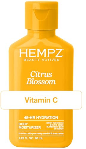 HEMPZ Mini Travel Size Body Lotion Whipped Crème Daily Moisturising Cream, Shea Butter Hand and Body Moisturiser - Skin Care Products, Hemp Seed Oil 2.25 - Citrus Blossom