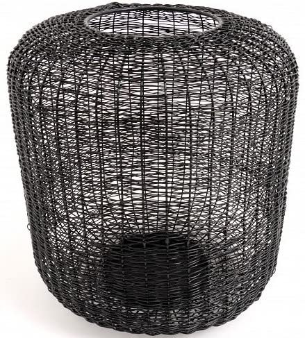 Brandsseller Kerzenständer Ø 24,5 x H 26 cm Metall Draht Gitter Design Schwarz Kerzenhalter Windlicht Laterne Indoor-Outdoor Deko