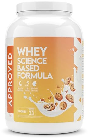 WFN Approved Whey Proteinpulver - Cookies - 1 kg - Mit Laktase - Sehr gut lösliches Eiweißpulver - Produziert & laborgeprüft in Deutschland