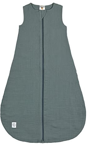 LÄSSIG Baby Sommerschlafsack ohne Ärmel Musselin Baumwolle GOTS zertifiziert/Muslin Baby Sleeping Bag GOTS petrol green, 74/80
