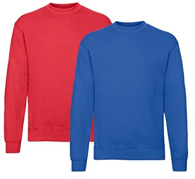 Fruit of the Loom HLKauf Bundle Herren Set-in Sweat Sweatshirt - 1Rot/1Royal + 1 HLKauf-Notizblock - Größe: 3XL