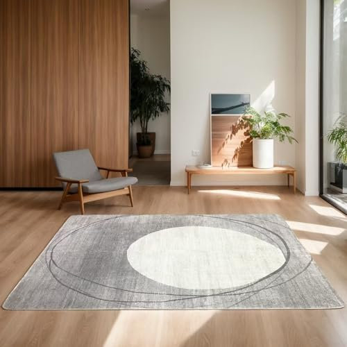 Tinyboy-hbq Rund Teppich Jugendzimmer Kurzflor Pflegeleicht,rutschfeste Rückseite,Moderne Jungen Lass, Passend für Wohnzimmer Schlafzimmer,Grau/Beige,200x250cm