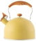 LICHENGTAI 2.5 L Kettle Induction Whistling Stainless Steel Whistling Kettle Retro Kettle Tea Kettle Stainless Steel Whistling Kettle for Gas Range Induction Cooker Cooker Kettle with Handle Yellow