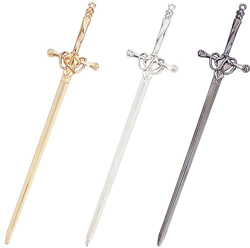 GORGECRAFT 3 Farben Haarstäbchen Aus Metall Lange Haarnadel Chinesische Essstäbchen Vintage-Stil Haarspangen Scheibengabel Für Frauen Mädchen Braut Mode Hanfu Handgefertigte Haarnadeln Zubehör