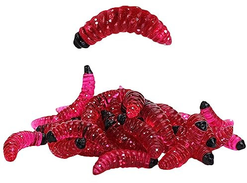 Esca da pesca per vermi in silicone, 50 pezzi x 2 cm, morbida, artificiale, per trota, barbe