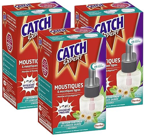 CATCH Pack de 3 Recharges électriques 45 nuits Menthe et Eucalyptus