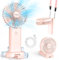Timiyou Ventilador de mano, mini ventilador para viajes, pequeño con cordón y base, ventilador de mano, batería recargable, ventilador USB para exteriores, camping, oficina, casa, viajes (rosa)