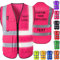 Akmxem Gilets Rose Securite Personnalisable avec Logo Gilets Reflechissant Haute Visibilité Personnalisé avec Poche pour Hommes et Femmes de Travail de Sécurité pour la Construction