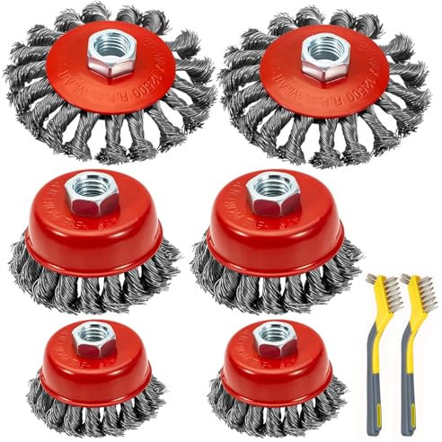 8 Stück Drahtbürste Bohrmaschine,Drahtbürste für Winkelschleifer,M14 Winkelschleifer Scheibenbürste Topfbürste für Poliere,Flex Stahl Winkelschleifer Drahtbürste zum Reinigen,Entzundern,Entrosten