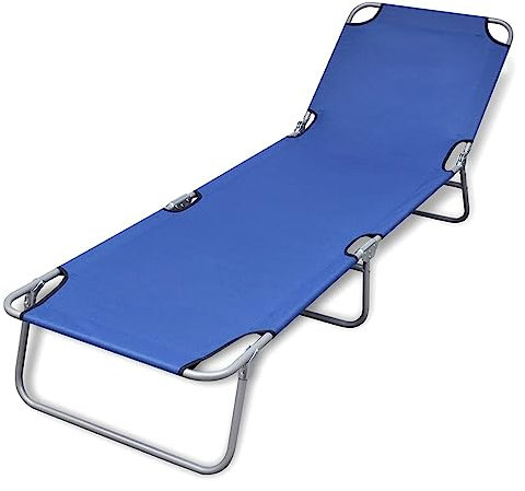 ZEYUAN Klappbare Sonnenliege Pulverbeschichteter Stahl Blau, Gartenliege, Liegestuhl, Sonnenstuhl, Sonneninsel Outdoor, Liegen, Gartenmöbel, Bäderliege, Relaxliege - 41477