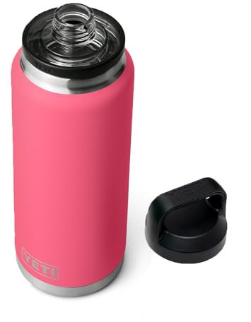 YETI Rambler - Botella de 36 onzas, aislada al vacío, acero inoxidable con tapa para beber, rosa tropical