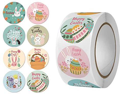 500 Stück Happy Easter Aufkleber, niedliche Eier, selbstklebendes Siegeletikett für Ostern Ostern Aufkleber