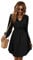 GORGLITTER Damen Hemdkleid Elegant Blusenkleid Langarm A Linie Tunikakleid Shirtkleid mit Knöpfen Schwarz M