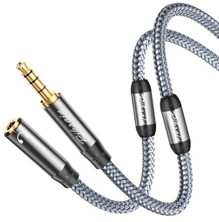 RIKSOIN Kopfhörer Verlängerungskabel 4-Pin TRRS Mikrofon 3,5 mm Klinke Verlängerung Kopfhörer AUX Stecker auf Buchse, Kompatibel mit Kopfhörer Handy Lautsprecher Tablets MP3 PC Autoradios (0.6m)