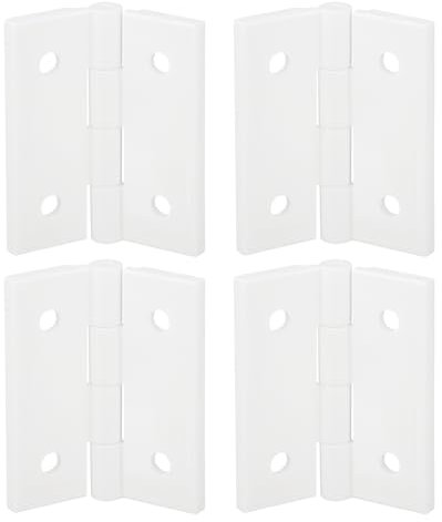 sourcing map 4Pcs Acrylic Hinges, 1.8 x 1.5 Inch Mini Hardware Folding Hinges Piano Hinges with Mounting Hole for Case Box Handicrafts, White