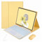 XFTeoux Custodia con Tastiera con touchpad per iPad con Mouse, 7 Colori Light-Emitting Keyboard Wireless Bluetooth Staccabile, Copertura in Pelle Folio con Penci,Giallo,Mini 6 8.3