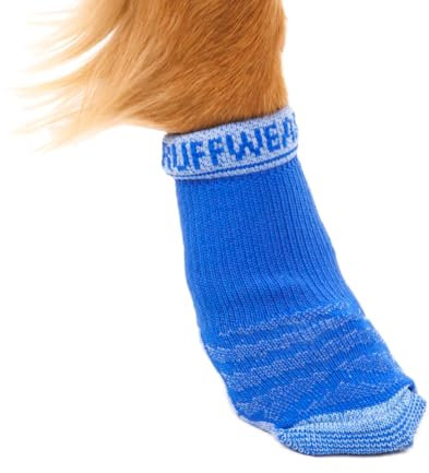 RUFFWEAR Bark'n Boot Socken für Hunde, große Hundesocken für unter Hundeschuhen und Hundestiefeln, Set mit 4 bequemen, schnell trocknenden und verstärkten Hundesocken, Größe L, Blue Pool