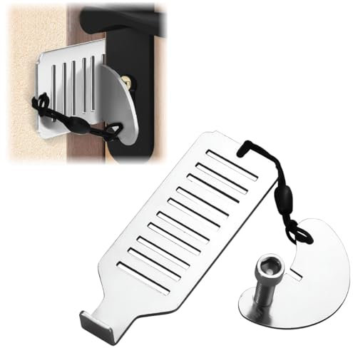 OIGWBPH Cerrojo Puerta sin Agujeros Universal,Version mejorada con tornillo ajustable Cerradura de viaje,pestillo puerta sin agujeros