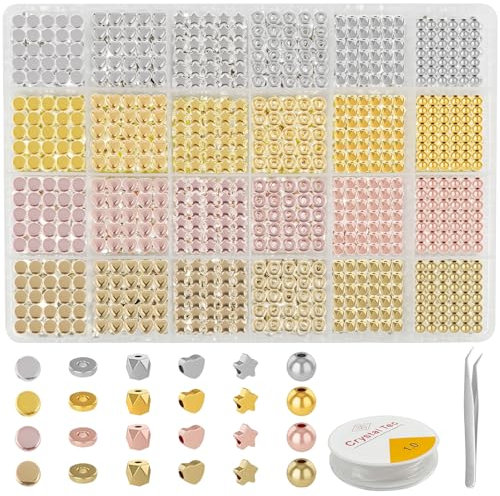 LHOEST Perlen für Armbänder Erwachsene Kinder 2160 Stück Armband Perlen Set Armbänder Selber Machen Perlen zum Auffädeln Ketten Selber Machen Set Armband Bastelset Mädchen DIY Bracelet Making Kit