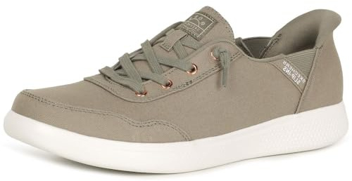 Skechers Women's Skip Cute B Cute Sweet Sneaker, Olive Canvas, 8 UK