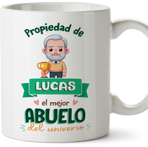 MUGFFINS Tazas Personalizadas para ABUELO - En Español - Propiedad de - 11 oz / 330 ml - Regalo personalizable original y divertido