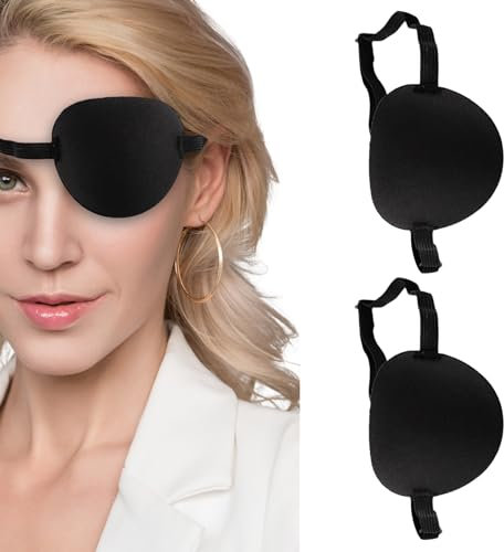 2-Stück Augenklappe Medizinisch,Eye Patches für Augenklappe Kinder Augenpflaster Erwachsene Medizinische,Amblyopie-Augenmaske Weiche Drinnen Medizinischer Eyepatch,Pirat Augenschutz Verstellbare Weich