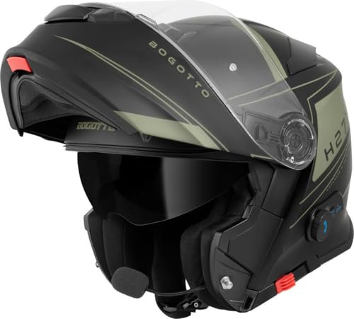 Bogotto H271 Taog Bluetooth Klapphelm, schwarz matt/grün, XL