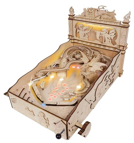 Gueiddi Magic Holz 3D Puzzle, Holzpuzzle Erwachsene Satz Hölzerne Mechanische Modellbausatz 3D Holzpuzzle Geschenk für Erwachsene (Pinball Flipperautomat)